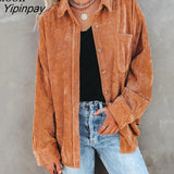 Yipinpay Baggy Cardigan Shirt Coats And Jackets Button Up Pockets Autumn 2023 Streetwear Sexy Thin Coat Women Loose Outerwear