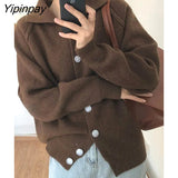 Yipinpay 2023 Winter Korean Style Long Sleeve Sweater Women Casual Button Up Knit Ladies Cardigan Coat Female Clothing Tops