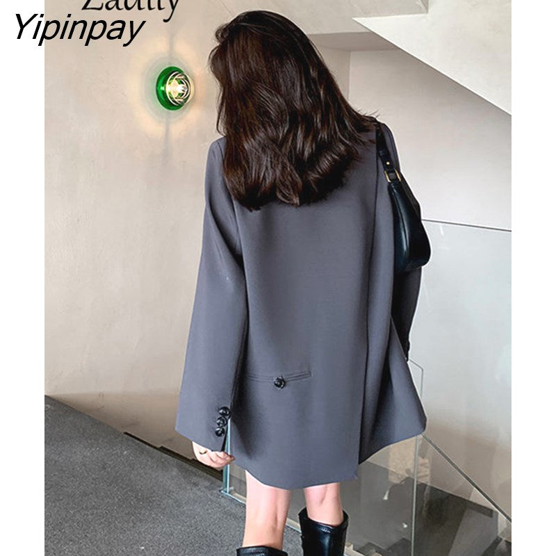 Yipinpay 2023 Winter New In Korea Style Long Sleeve Women Blazer Office Lady Loose Solid Suit Work Blazers Spring Female Coat