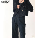 Yipinpay Korean Style Long Sleeve Plaid Blazer Women 2023 Autumn Casual Short Ladies Suit Blazers Female Clothing Coat Jacket