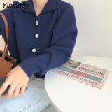 Yipinpay 2023 Winter Korean Style Long Sleeve Sweater Women Casual Button Up Knit Ladies Cardigan Coat Female Clothing Tops