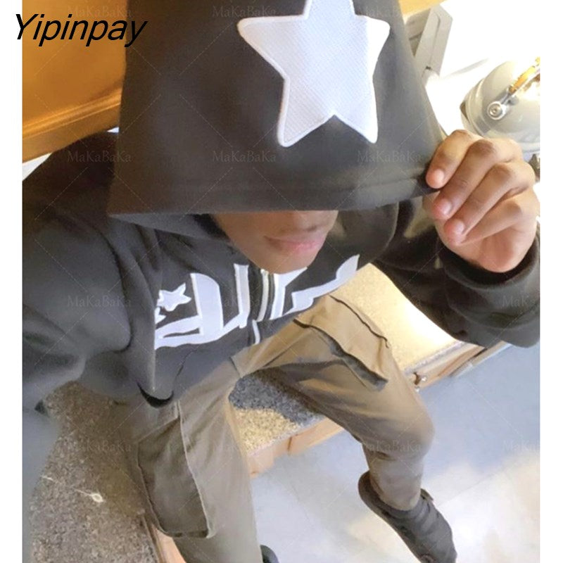 Yipinpay Hoodie Fashion Star graphics Print Men's hoodies Sweatshirt gothic Sport Coat Long Sleeve Oversized hoodie jacket Tricolor 319