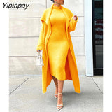 Yipinpay Women's Flannel Velvet Bodycon Midi Dress Long Cardigan Coat Matching Set Vintage Open Stitch Lapel Collar Long Sleeve Cardigan
