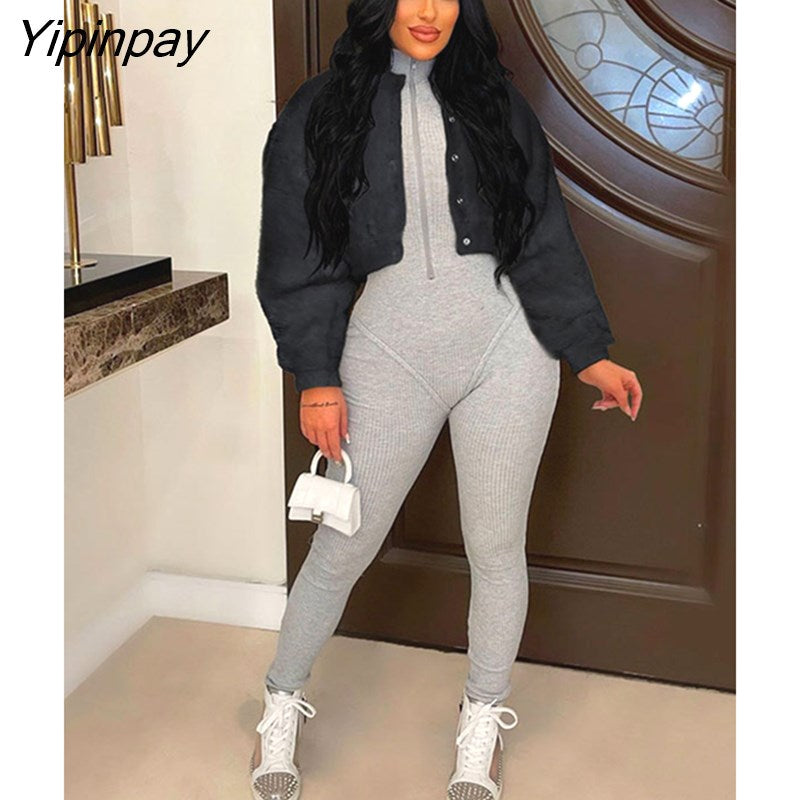 Yipinpay Women Solid Color Faux Fur Warm Coat Autumn Winter Fashion Long Sleeve Imitation Rabbit Fur Jackets Casual Single Breasting Tops