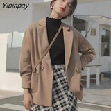 Yipinpay 2023 Autumn Korean Style Long Sleeve Blazer Women Minimalist Style Loose Ladies Suit Blazers Female Clothing Coat Jacket