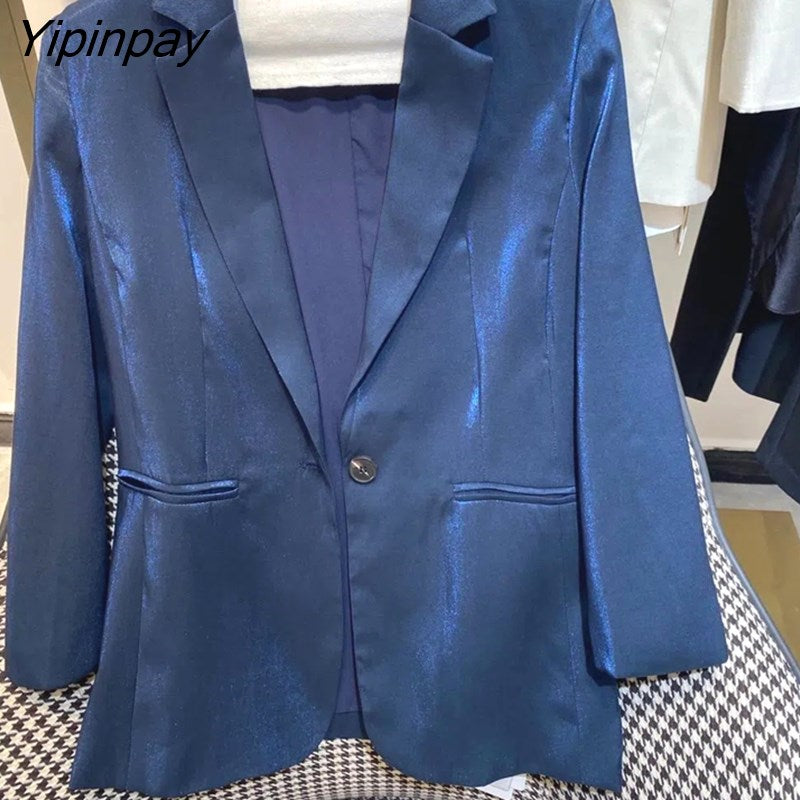 Yipinpay Korean Style Nine Quarter Sleeve Women Blazer Office Lady Slim Ladies Suit Blazers 2023 Autumn Work Female Clothing Coat