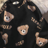 Yipinpay Women Sweaters Oversize Pullover Kawaii Bear Coat Jacket Knitted Y2k Tops Korean Long Sleeve Harajuku Dropshipping Clothing 319-2