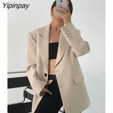Yipinpay 2023 Autum Oversize Full Sleeve Long Women Blazer Office Lady Solid Work Suit Blazers Work Female Clothing Jackets Coat