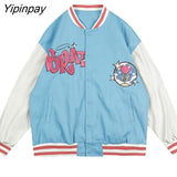 Yipinpay Womens Coats and  Y2K Jackets High Street Hip Hop Baseball Uniforms Street Casual Coat Loose Stitching Jacket Tops BRATZ Summer