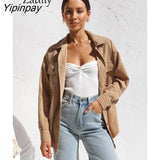 Yipinpay 2023 Winter New In Corduroy Full Sleeve Long Shirt Women Casual Thick Loose Button Up Woman Blouse Warm Clothing Coat Top