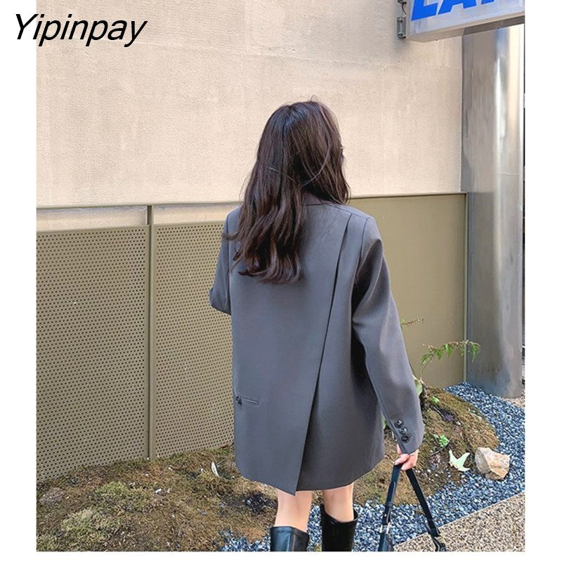 Yipinpay 2023 Winter New In Korea Style Long Sleeve Women Blazer Office Lady Loose Solid Suit Work Blazers Spring Female Coat