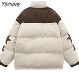 Yipinpay Women Parkas Embroidery Graphic Star Zipper Cardigan Coats Winter Down Jacket Streetwear Oversized Fashion Long Sleeve Clothes