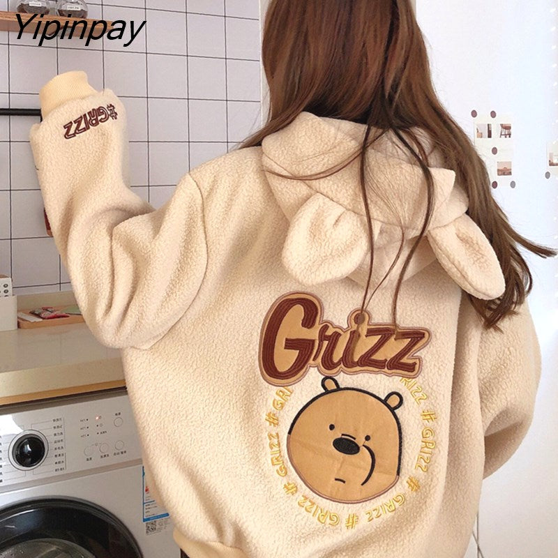 Yipinpay Women's Jacket Spring Harajuku Hoodie Kawaii Dropshipping Long Sleeve Y2k Tops Korean Fashion Oversize Coat Cardigan Clothing