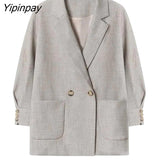 Yipinpay 2023 Autumn Korean Style Long Sleeve Blazer Women Minimalist Style Loose Ladies Suit Blazers Female Clothing Coat Jacket