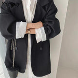Yipinpay 2023 Autumn Casual Long Sleeve Blazer Women Korean Style Oversize Ladies Suit Blazers Work Female Clothing Jacket Coat