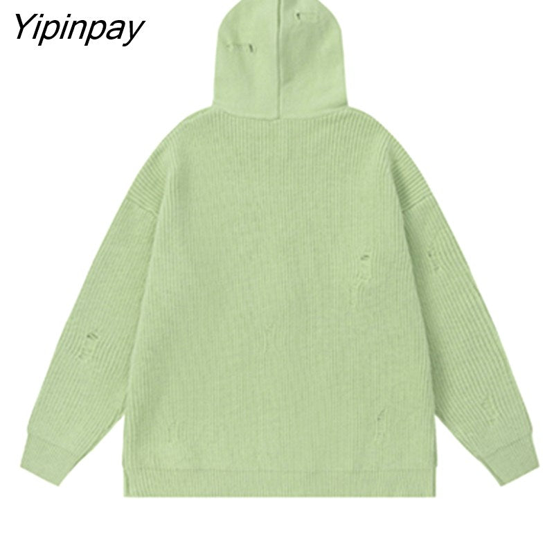 Yipinpay Women's Sweater Hoodies Cardigans Star Knit Long Sleeve Top Oversized Winter Coats Korean Fashion Jumper Y2k Streetwear Clothes