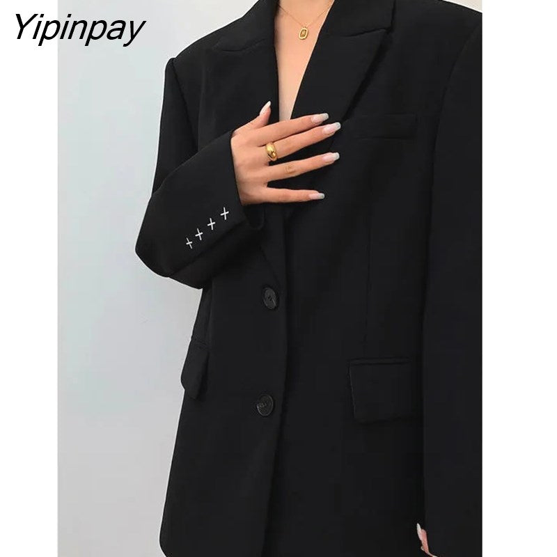 Yipinpay 2023 Autum Oversize Full Sleeve Long Women Blazer Office Lady Solid Work Suit Blazers Work Female Clothing Jackets Coat