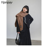 Yipinpay 2023 Winter Office Lady Long Sleeve Apricot Blazer Women Casual Solid Ladies Suit Blazers Work Fall Female Coat Clothing