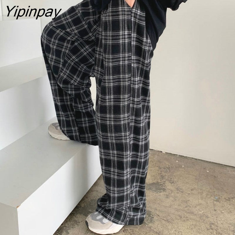 Yipinpay Pants Women Casual Chic Oversize 3XL Loose Wide Leg Trousers Ins Retro Teens Harajuku Hip-hop All-match Unisex Streetwear