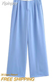 Yipinpay 2023 Fashion Y2k Women's Pants Summer Wide Leg Pants Female Casual Loose Low Waist Trousers Ladies Chic Folds Pant