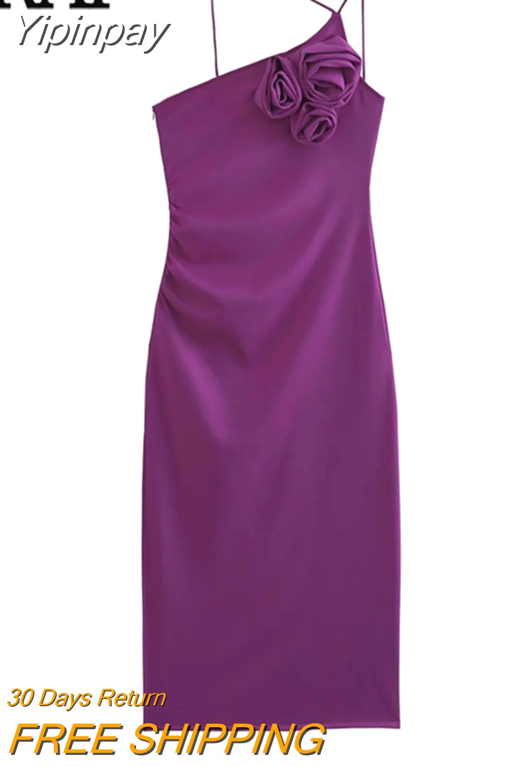 Yipinpay 2023 Purple Flower Long Dress Women Asymmetric Backless Slip Dress Woman Off Shoulder Sexy Elegant Party Dresses For Women