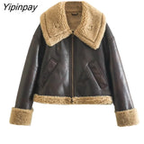 Yipinpay 2023 Winter Female Thicken Solid Jackets Fleece Warm Long Sleeve Zipper Coats Loose Vintage Ladies Waistcoat Chic Tops