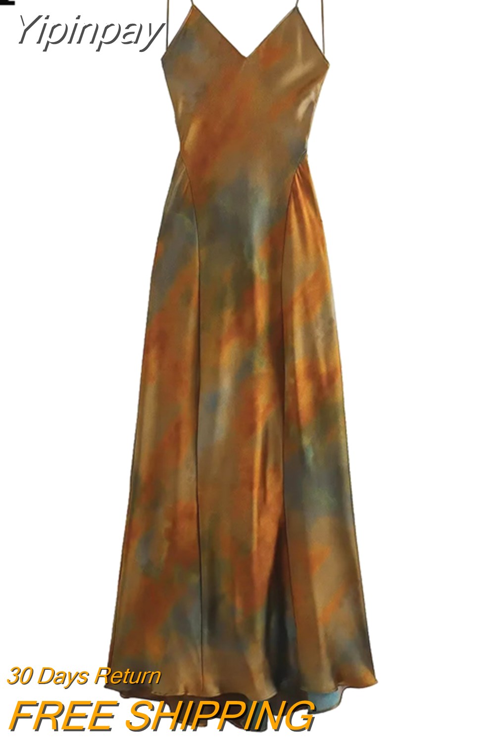 Yipinpay 2023 Satin Backless Dress Woman Print Slip Long Dress Women Summer Sexy Prom Evening Dresses Maxi Elegant Party Dresses