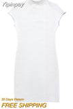 Yipinpay 2023 Knitted Dresses For Women Beige Mini Bodycon Dress Women Sleeveless Elegant Sexy Short Dresses Woman Party Dress
