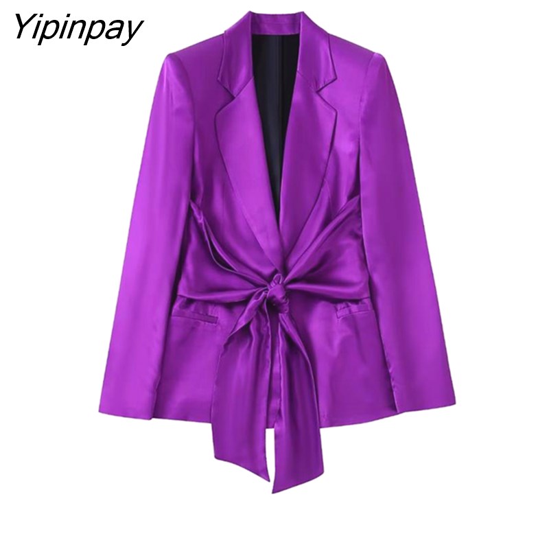 Yipinpay New Spring Autumn Women Blazer Coats Sets 2023 Fashion Office Outfits Solid Jackets+Trousers Basic Zipper Long Pant