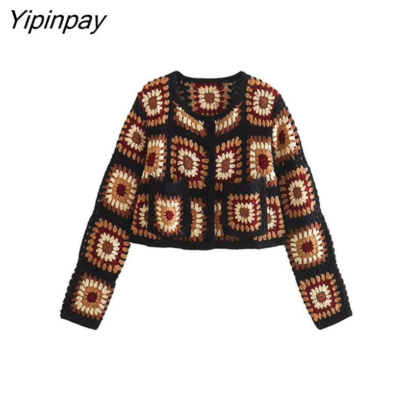 Yipinpay Spring Women Fashion Knitted Sweater Coats 2023 New Single Breasted Cardigan Tops Long Sleeve Sweet Soft Female Top