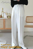 Yipinpay Summer Women Wide Leg Pants Elegant Pleated Casual Korean Loose Baggy Straight Pant Female Black Green Suit Trousers