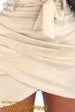Yipinpay Women Suede Bodycon Pencil Skirt Ladies Party High Waist Ruffles Lovely Fashion Sexy Evening Party Mini Skirt