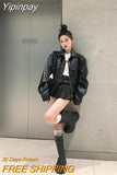 Yipinpay Punk Black Leather Jacket Women Winter Warm Thick Zipper Moto Biker Leather Jacket Casual High Street Leather Coat