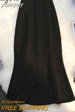 yipinpay Black Midi Skirt Women High Waist Solid Color Elegant Casual Street Office Ladies Skirts Split Summer OL Mermaid Skirt