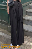 Yipinpay Summer Autumn Korean Fashion Chic Women's Pants Elegant High Waist Bandage Design Loose Wide Leg Woman Trousers with Laces