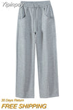 Yipinpay Loose Sweatpants 2023 Autumn Women Red Sport Pants High Waist Loose Trouser Female Fashion Streetwear Straight Pants