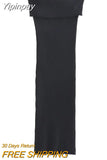 Yipinpay Off Shoulder Knitted Dresses For Women Striped Midi Bodycon Dress Women Black White Sexy Long Dress Woman Summer Dresses