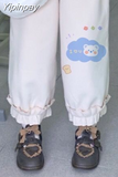 Yipinpay Autumn Set Women Loose Cute Peter Pan Collar Printed Sweater + Corduroy Pants Two-piece Suit