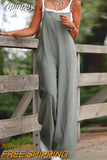 Yipinpay Jumpsuit Women 2023 New Casual Pocket Decor Casual Suspender Jumpsuit Female Trouser Square Neck Spaghetti Strap Loose