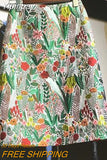 Yipinpay Stitching Jacquard Floral Embroidery Mid-length A-line Skirt Women's High Waist Chic Elegant Skirt Korean Style Faldas