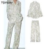 Yipinpay New Summer Women Animal Print Shirt Pants Sets 2023 Turn-Down Collar Soft Blouse Casual Elastic Waist Pants Outwear