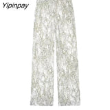 Yipinpay New Summer Women Animal Print Shirt Pants Sets 2023 Turn-Down Collar Soft Blouse Casual Elastic Waist Pants Outwear