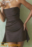 Yipinpay Satin Dress Bodycon Women Party Dress 2023 New Arrivals Mini Strapless Dress Sexy Celebrity Birthday Night Dresses