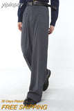 yipinpay Womans Pants High Waist Vintage Advanced Sense Straight Trouser 2023 American Style Chic Design Baggy Wide Leg Suit Pants
