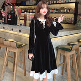 Yipinpay Black Color Dress Women Long-sleeved Dress Female 2023 New Korean Dresses for Women