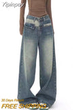 Yipinpay Streetwear Loose Denim Trousers Female Gyaru Clothes Vintage Wide Leg Baggy New Jean Women Autumn High Waist Pants Woman