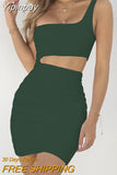 Yipinpay One Shoulder Hollow Out Summer Dress Casual Strapless Backless Sleeveless Mini Bodycon Dress Sheath Sexy Women Vestidos