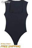 Yipinpay White Body Woman Sleeveless Bodysuit Women 2023 Wide Straps Bodycon Summer Tops Women Square Neck Sexy Body Lingerie