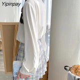 Yipinpay Spring Summer Women Blouses Loose Sweet JK tops Chiffon Thin Long sleeve Tops Preppy Style Oversize female Blouses Cute