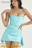 Yipinpay Satin Dress Bodycon Women Party Dress 2023 New Arrivals Mini Strapless Dress Sexy Celebrity Birthday Night Dresses